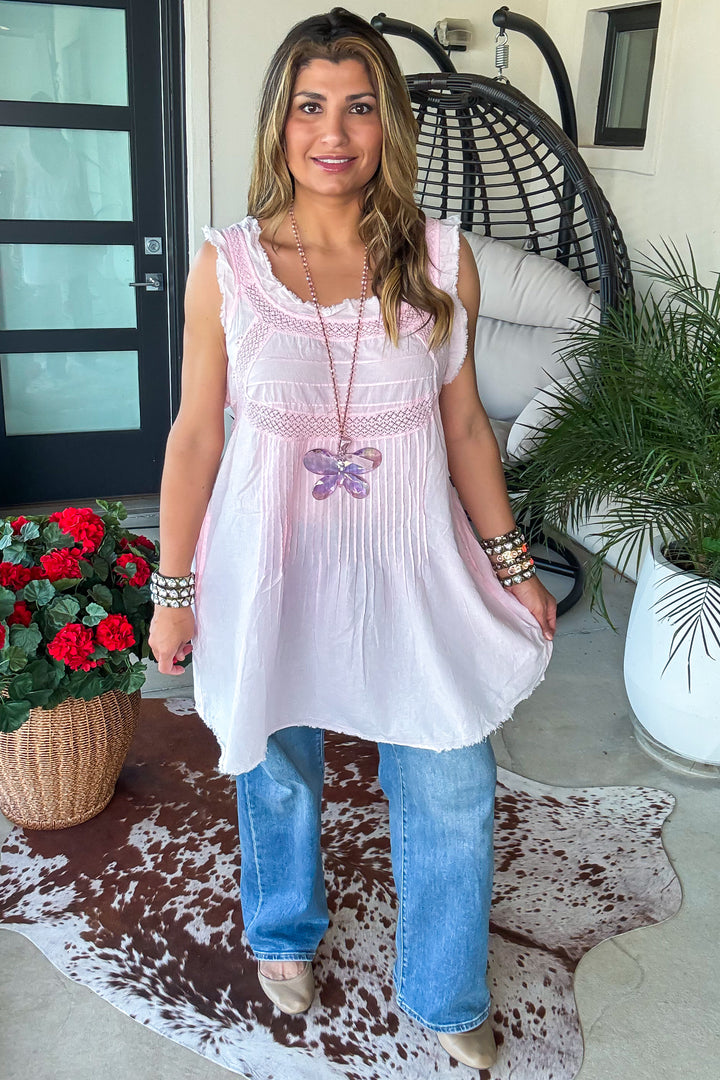 Tied With Grace Tunic/Tank - 100% Cotton - Pink