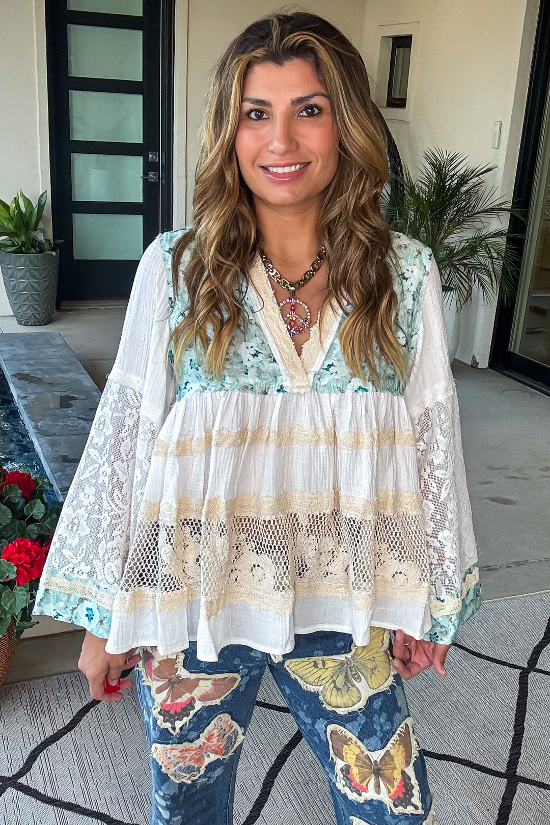 Rosewater Bloom Top - 100%Cotton - Off White