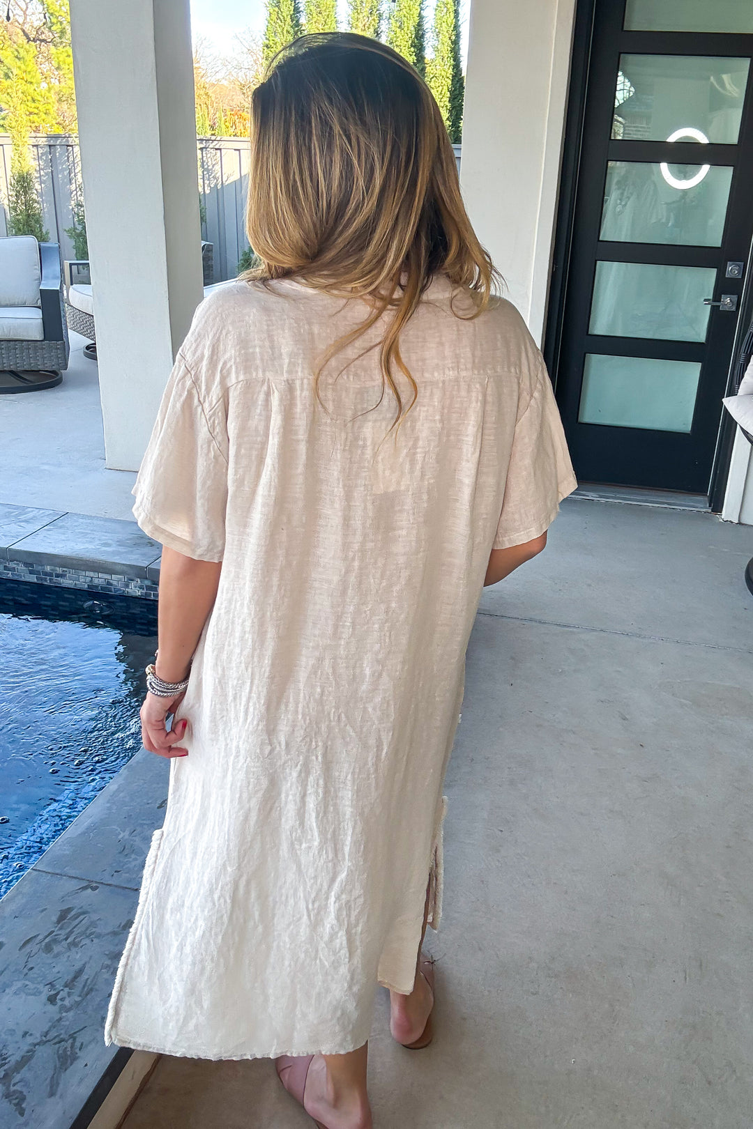 Impressively Attractive Dress - Made In Italy - 100% Linen