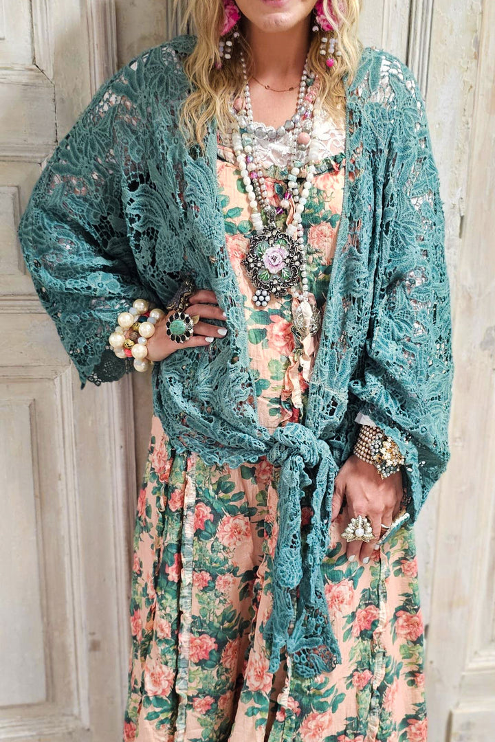 Desert Lace Dream Cardigan - Teal