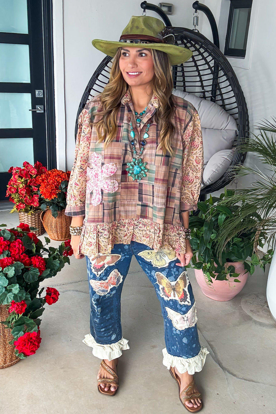 Around the Meadow Top - Tan - 100% Cotton