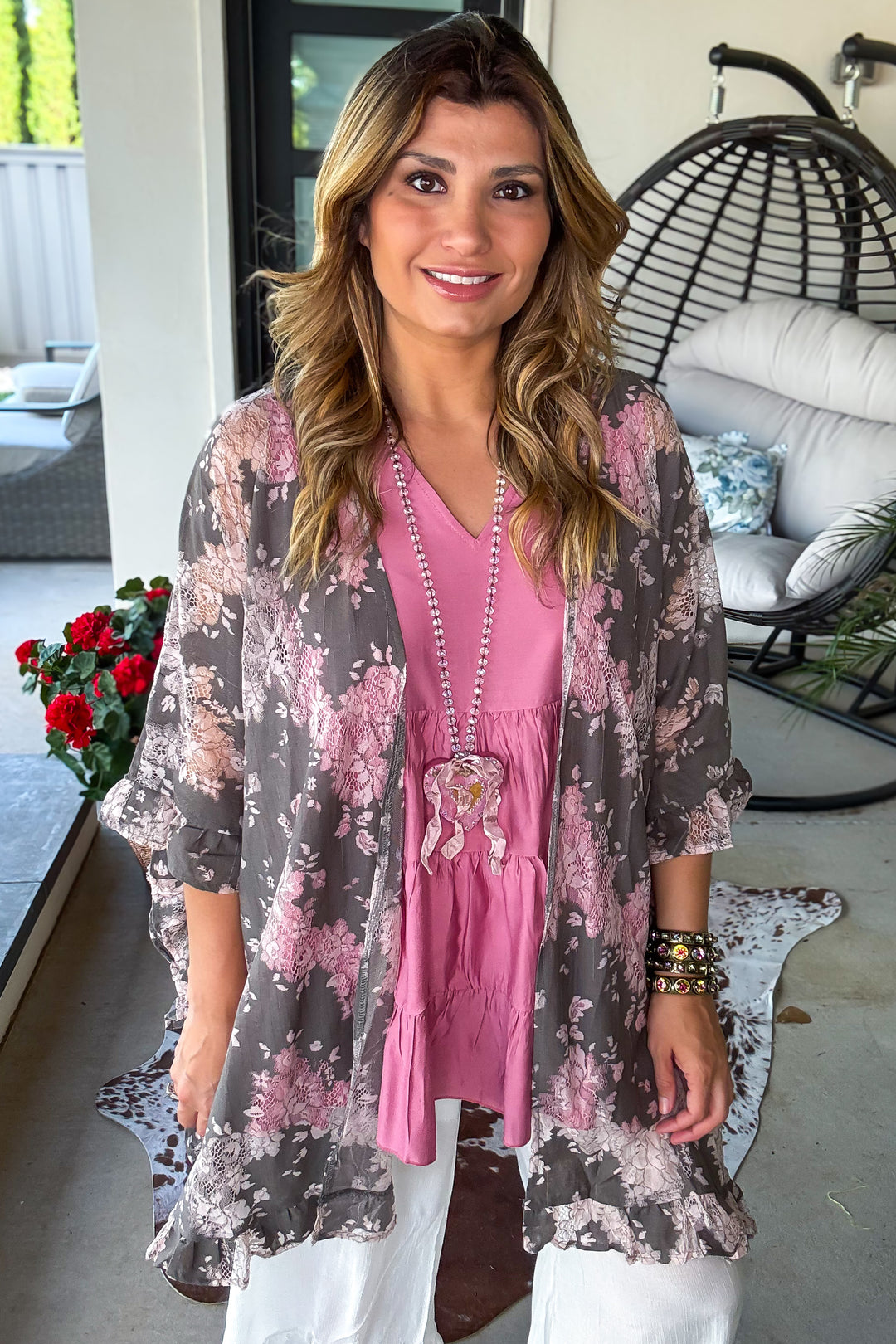 Everything Is Alright Oversized Kimono - Gray