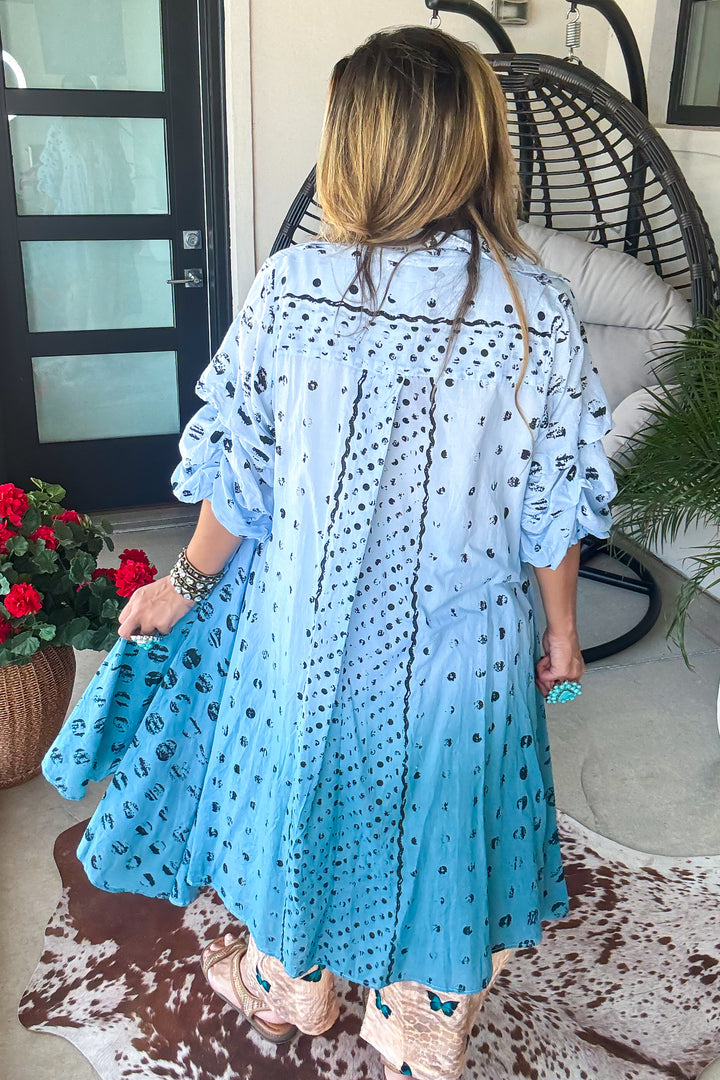 Dapple Haven Button Duster - 100% Cotton - Blue