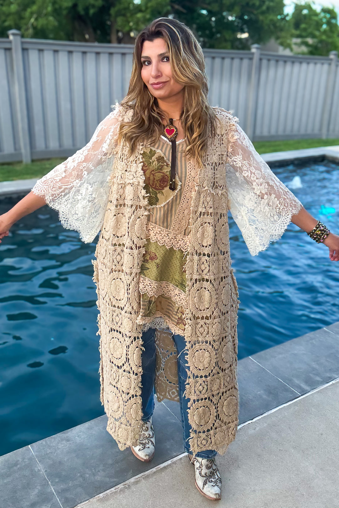 Sheer Enchantment Lace Top - Beige (This is for the beige lace top under)