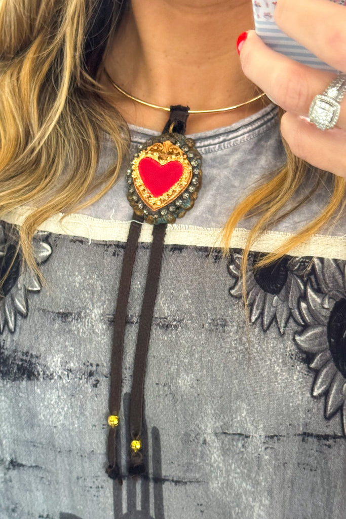 Sacred Heart Statement Necklace – One of a Kind Handmade Piece