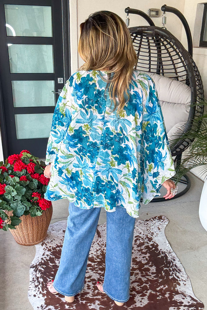 Blossom Jubilee Oversized Tunic - Blue 