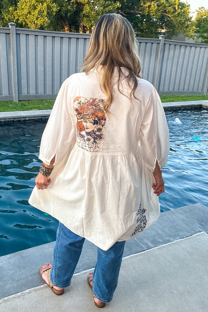 Timeless Threads Tunic - 100% Cotton - Cream