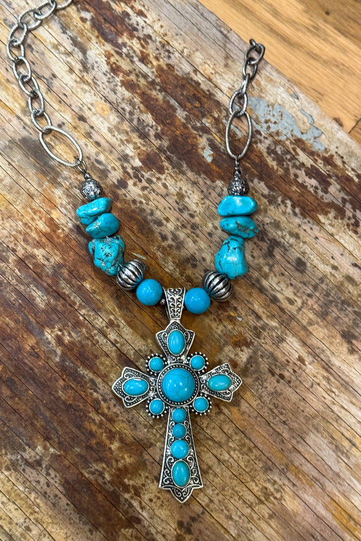 Turquoise Faith and Stone Necklace