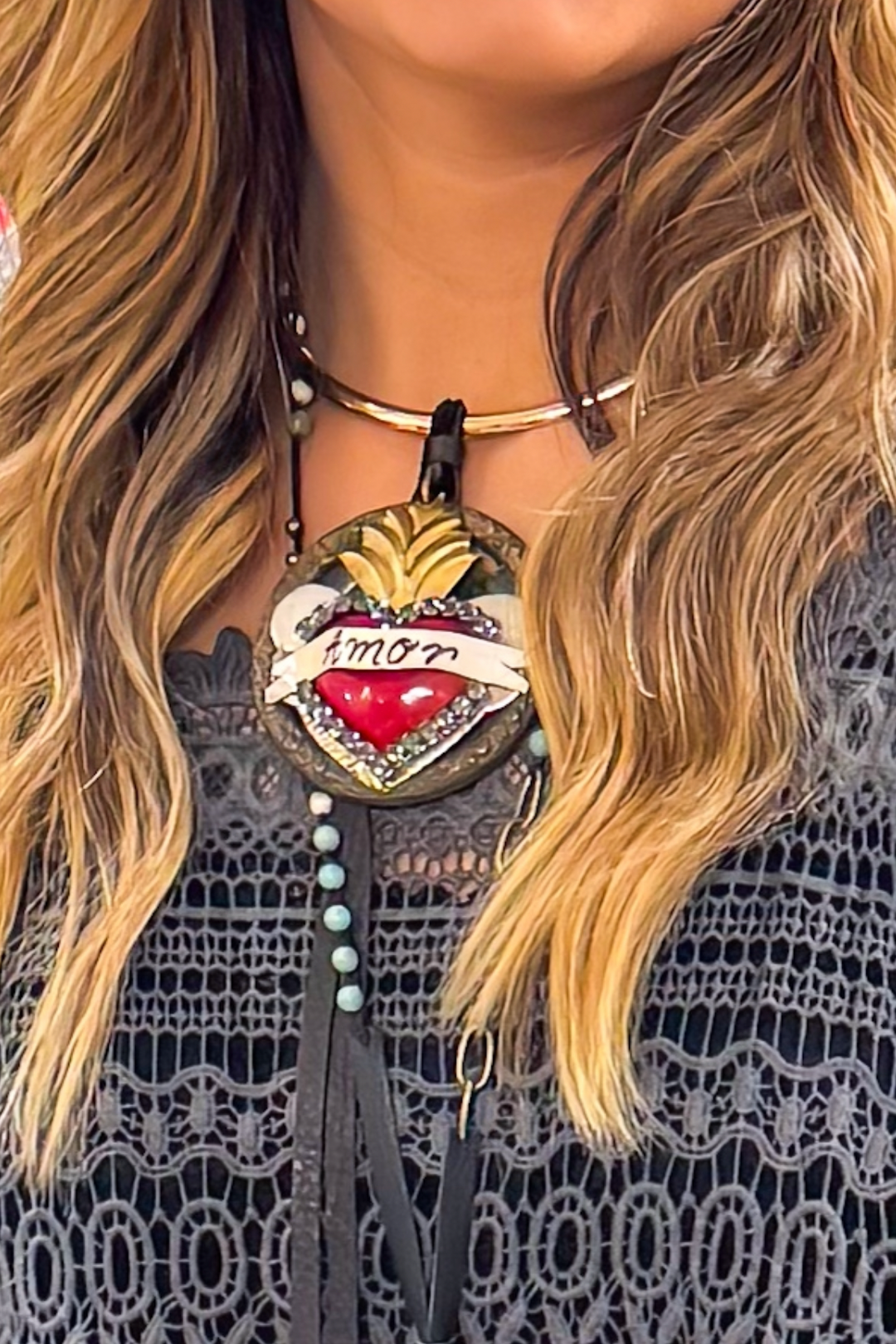 HANDMADE Amor Red Heart Necklace Jaded Gypsy - Choker