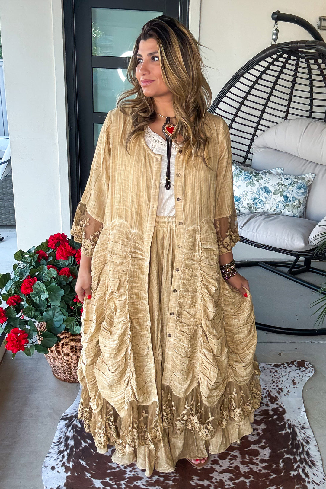 Antique Charm Maxi Duster/Dress - Tea - 100% Cotton