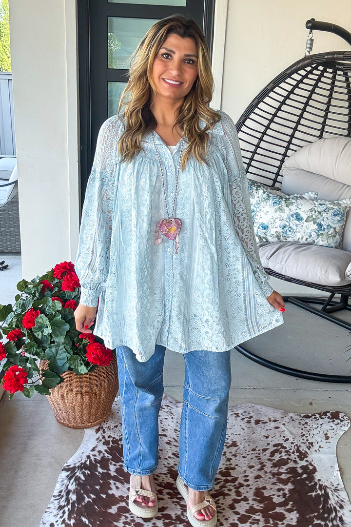 Dusted Romance Lace Tunic/Dress - Lt. Blue