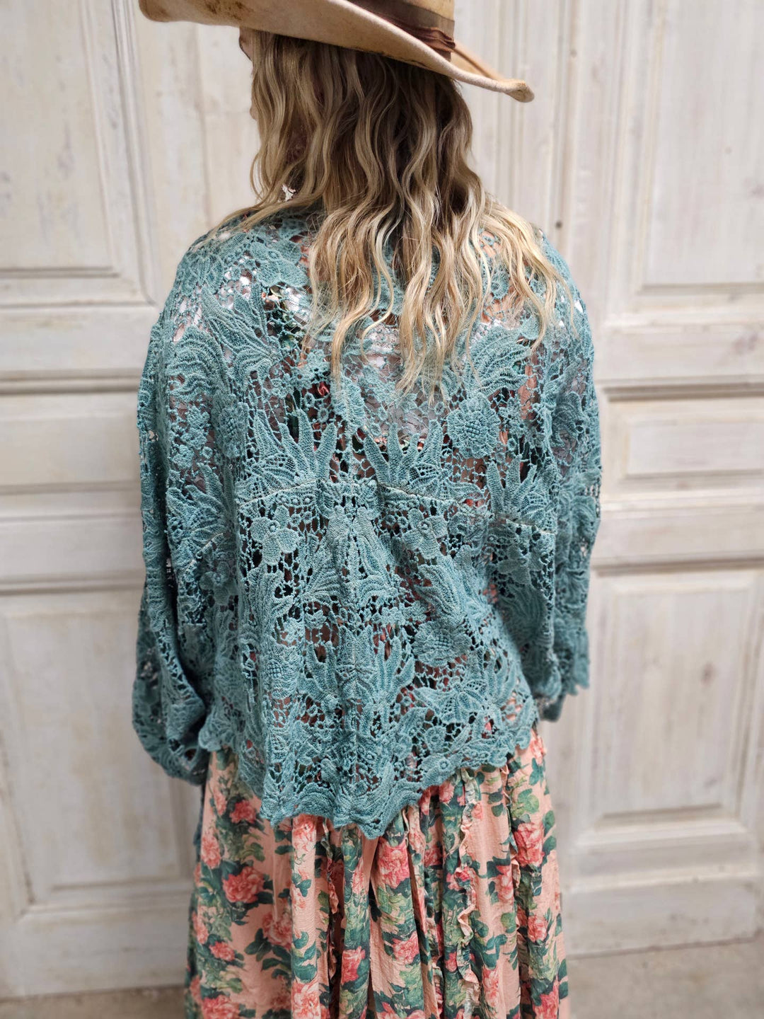 Desert Lace Dream Cardigan - Teal
