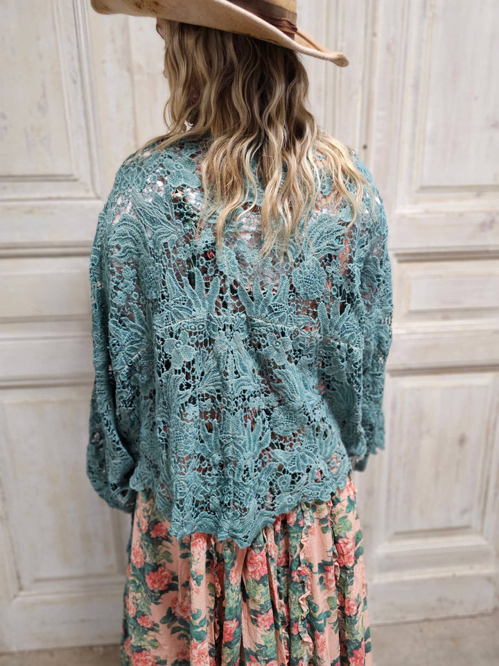 Desert Lace Dream Cardigan - Teal