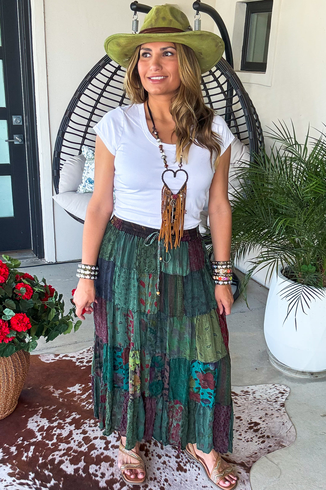Dreaming Of Tomorrow Elastic Waist Maxi Skirt - Basil
