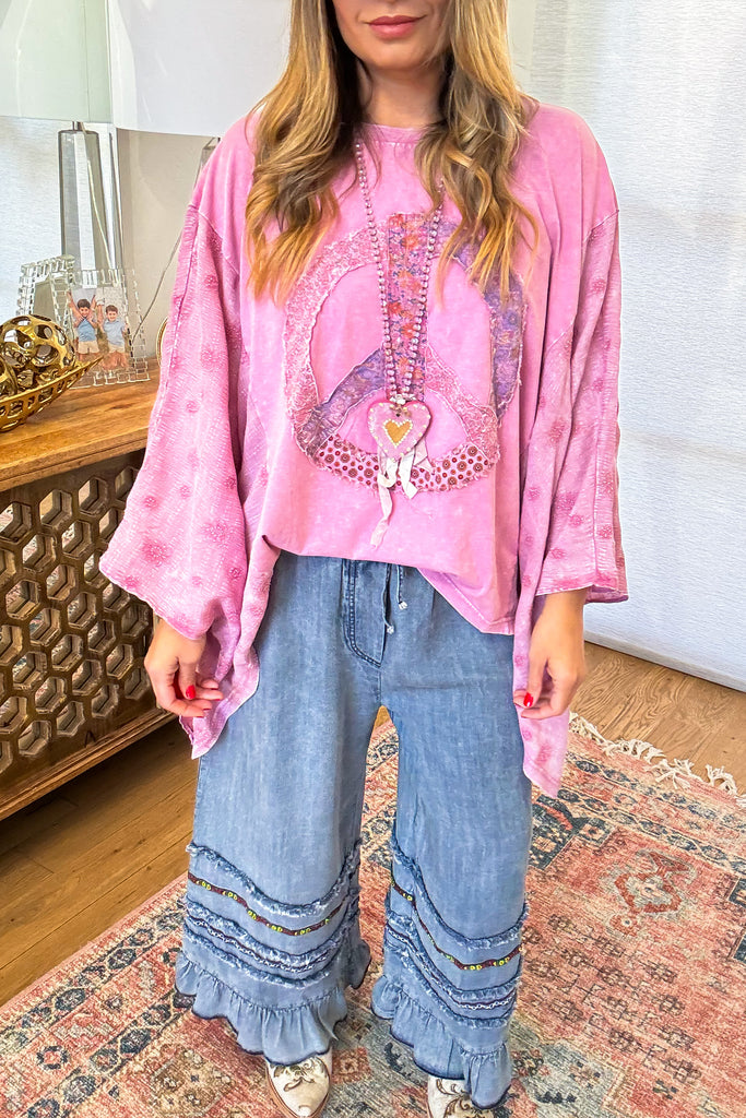 Frayed And Ruffled Denim Capris - Washed Denim