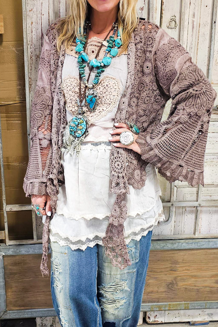 PRE ORDER: Desert Lace Dream Cardigan - Brown