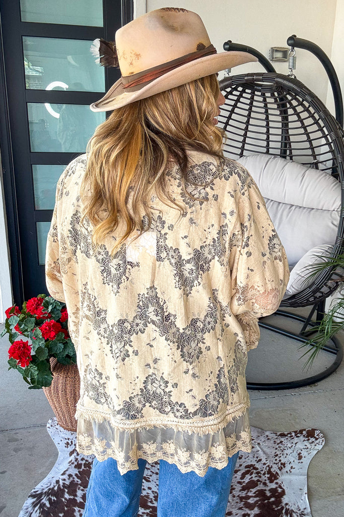 Golden Lace Whisper Kimono - Made in USA