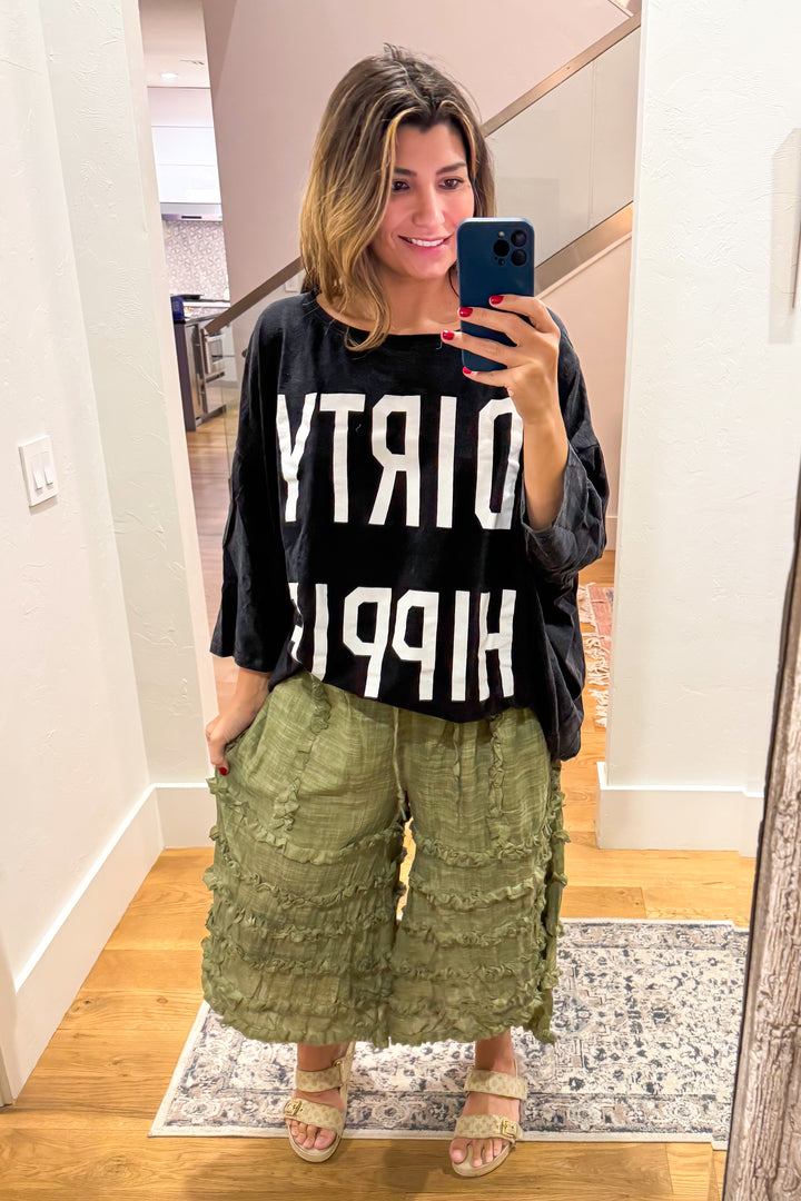 Dirty Hippie Oversized Top - 100% Cotton Black