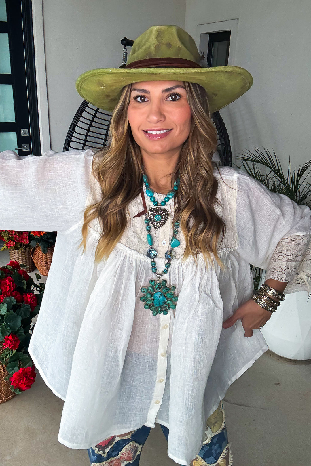 Wildflower Waltz Top - Ivory - Linen Cotton Blend