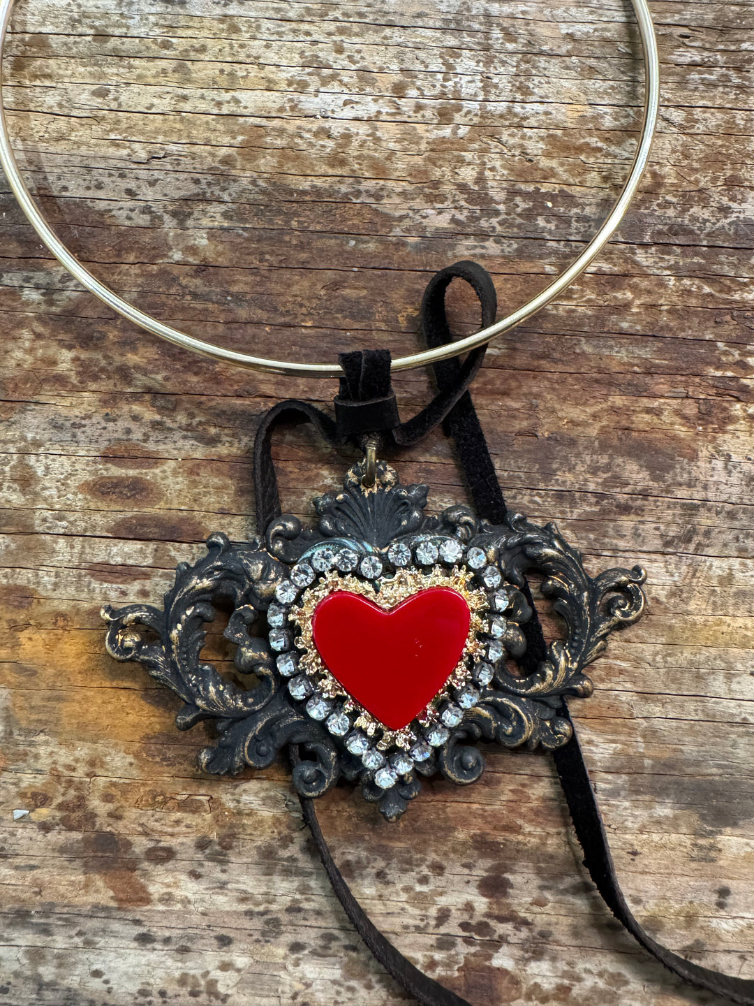 Sacred Heart Statement Necklace – One of a Kind Handmade Piece