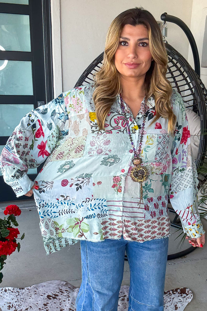 Patchwork Love Oversized Top - 100% Cotton