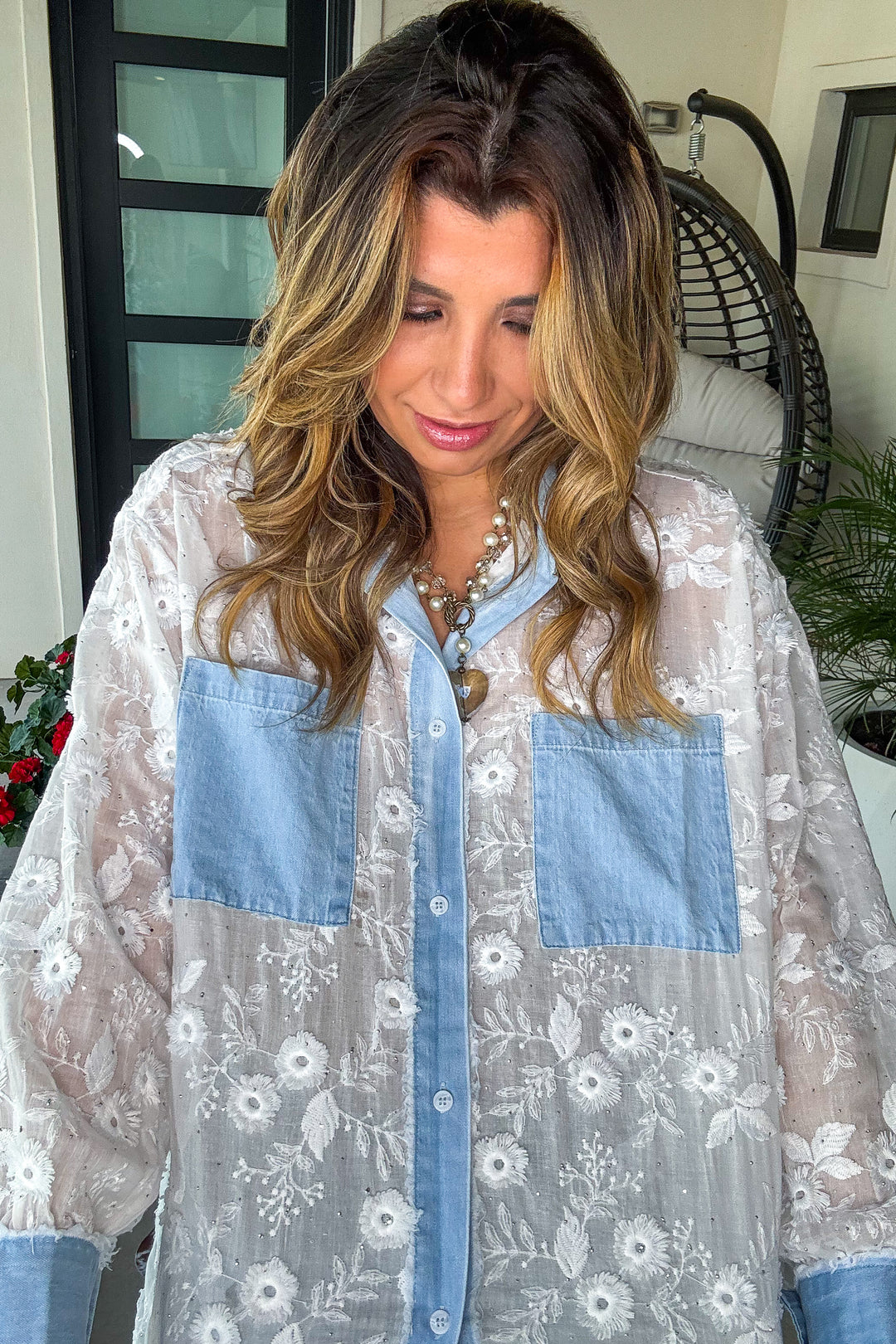 PRE ORDER: Diamond Dust Rhinestone Button Up Top - White - Made in Italy