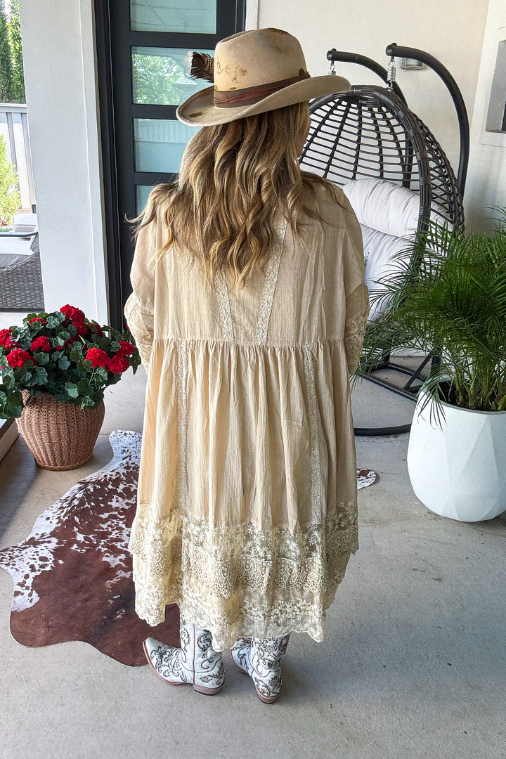 Golden Prairie Lace Cotton Duster -100% Cotton - MADE IN USA