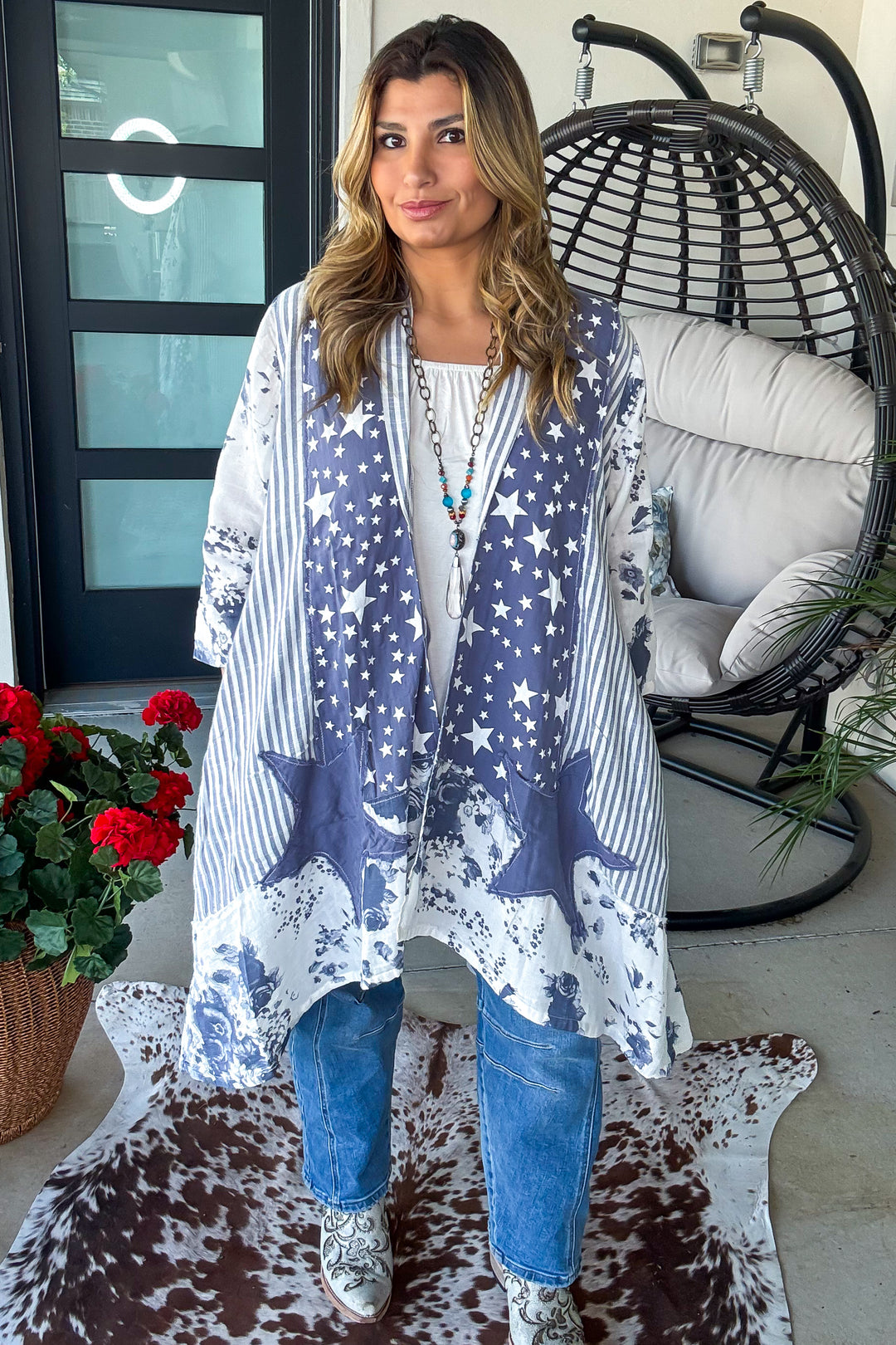 Starry Bloom Cardigan - 100% Cotton