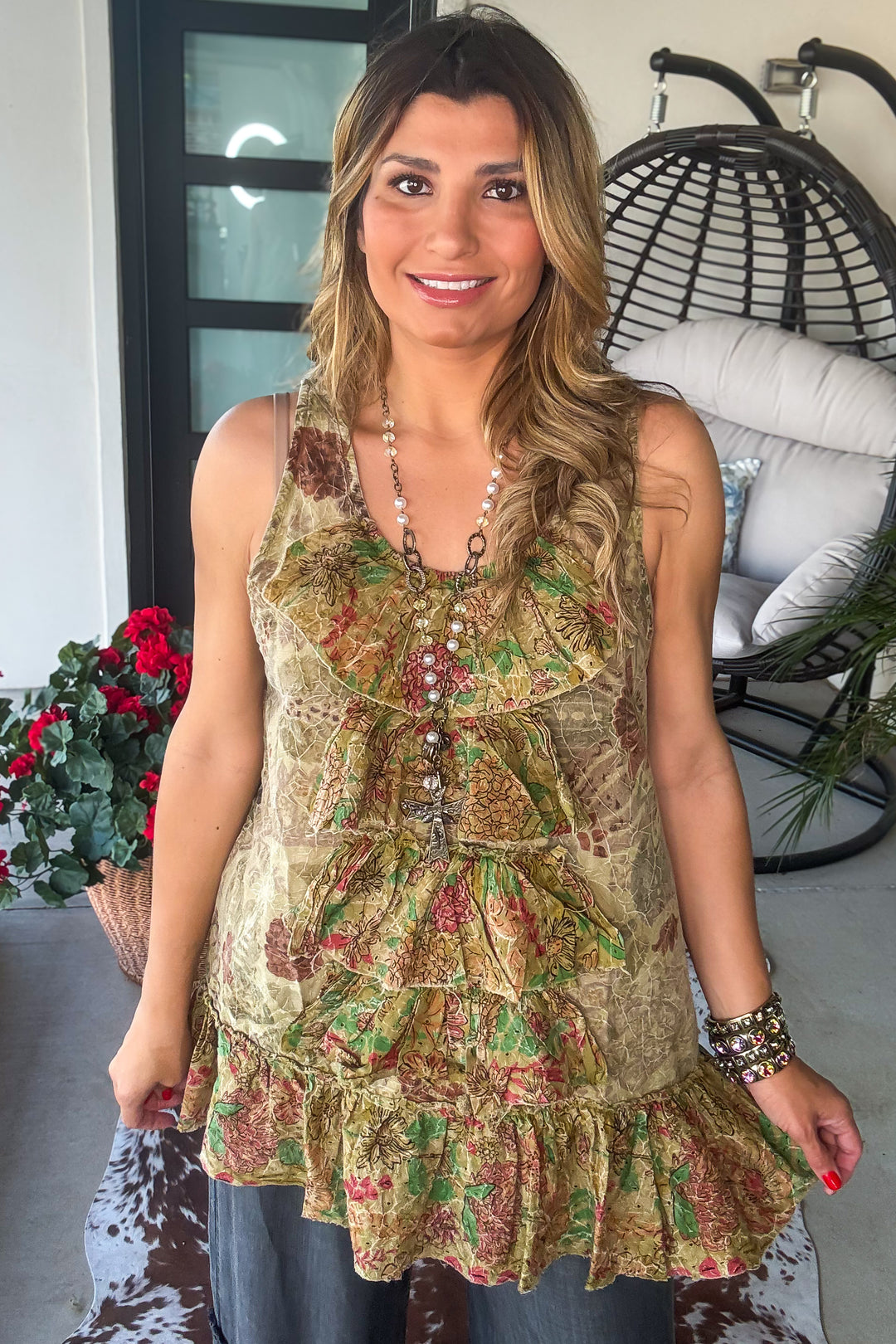 Golden Meadow Boho Tank - 100% Cotton
