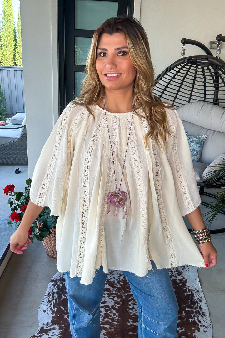 Riverstone Lace Tunic - 100% Cotton - Natural