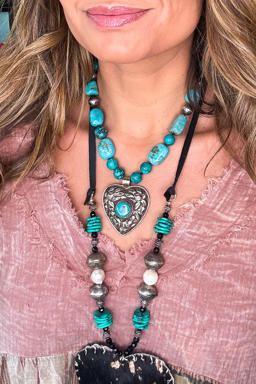 Handmade in Texas - Turquoise Heart Pendant Necklace