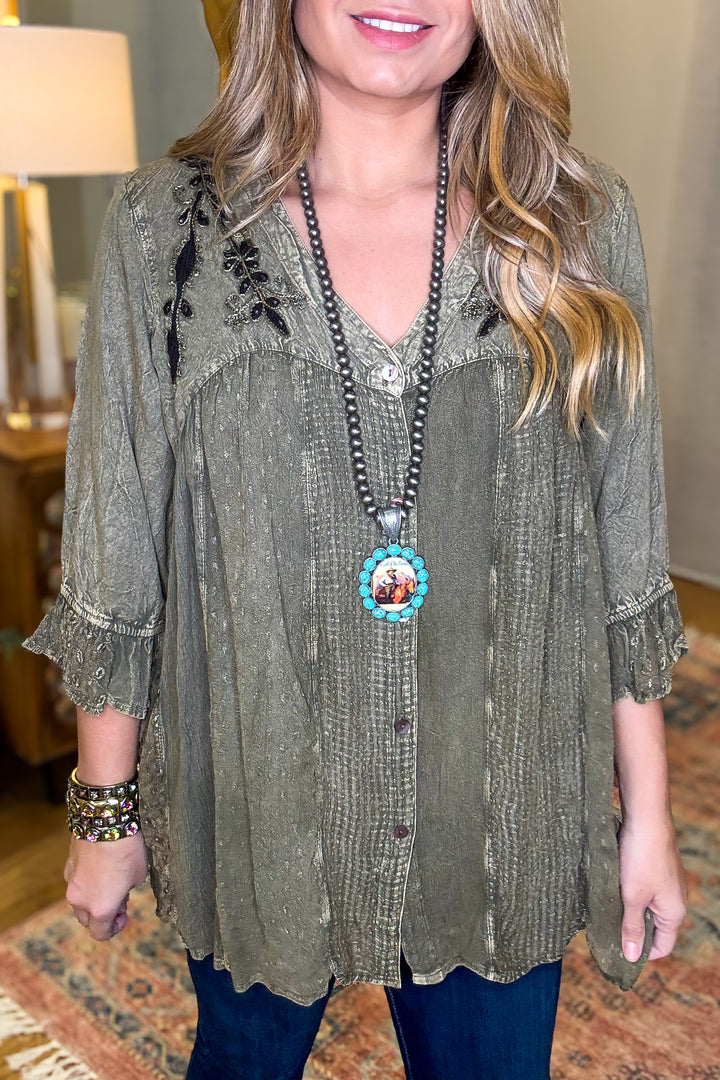 So In Love Blouse - Gravel