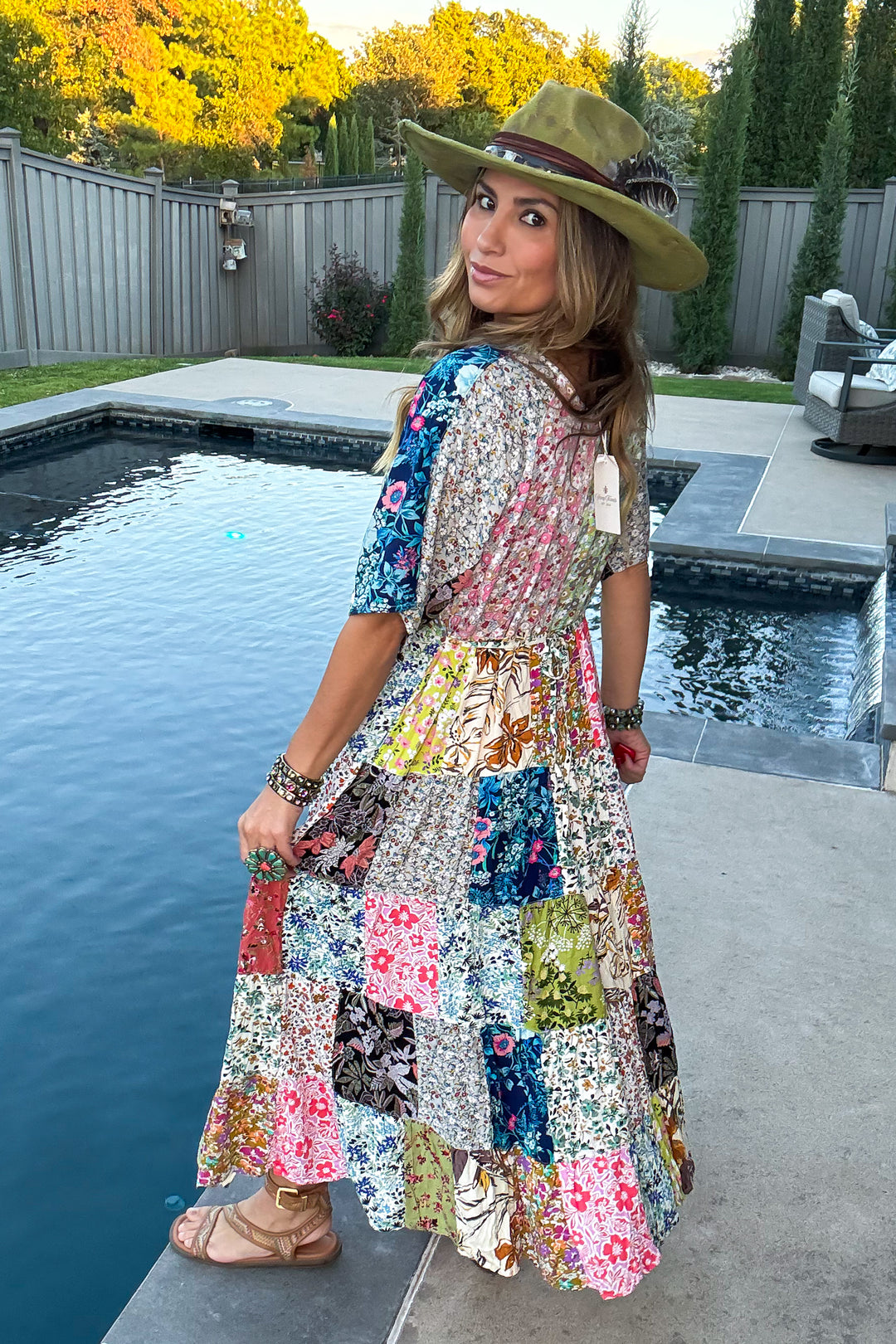 Boho Patchwork Maxi Dress - Floral
