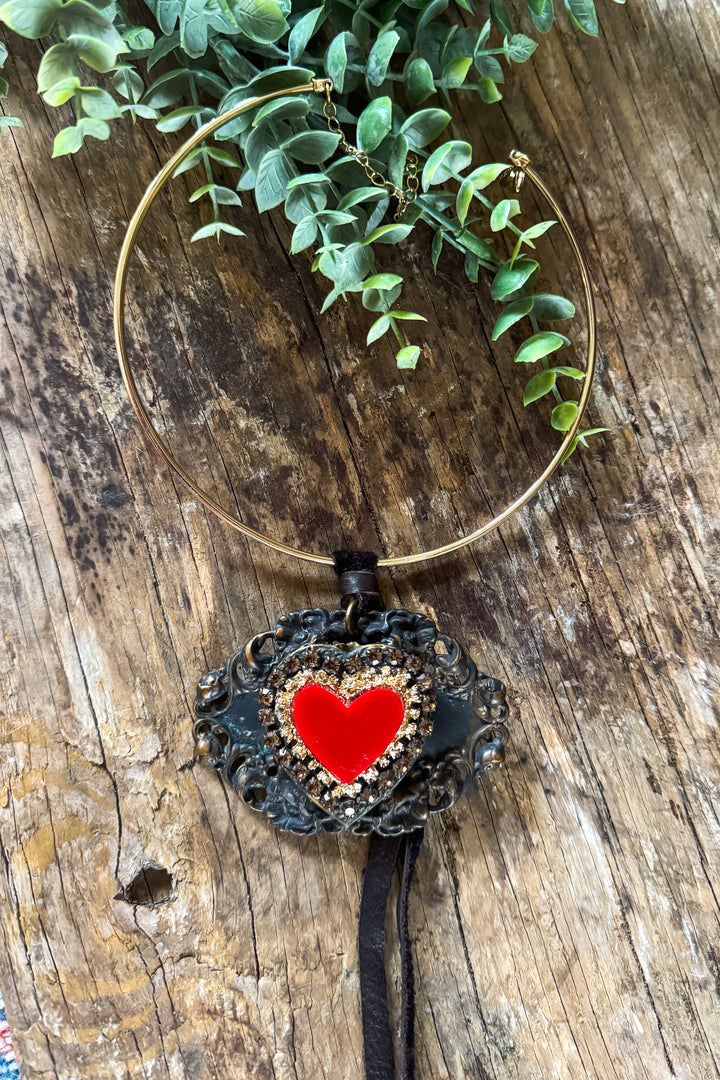 Sacred Heart Statement Necklace – One of a Kind Handmade Piece