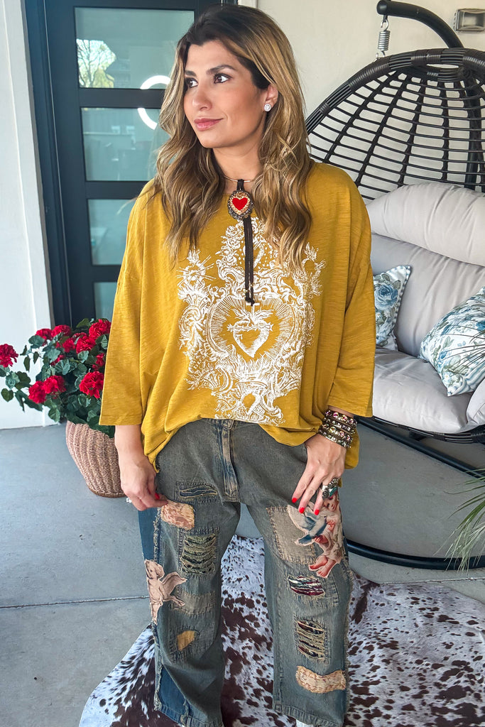 Sacred Heart Soul Oversized Top - 100% Cotton