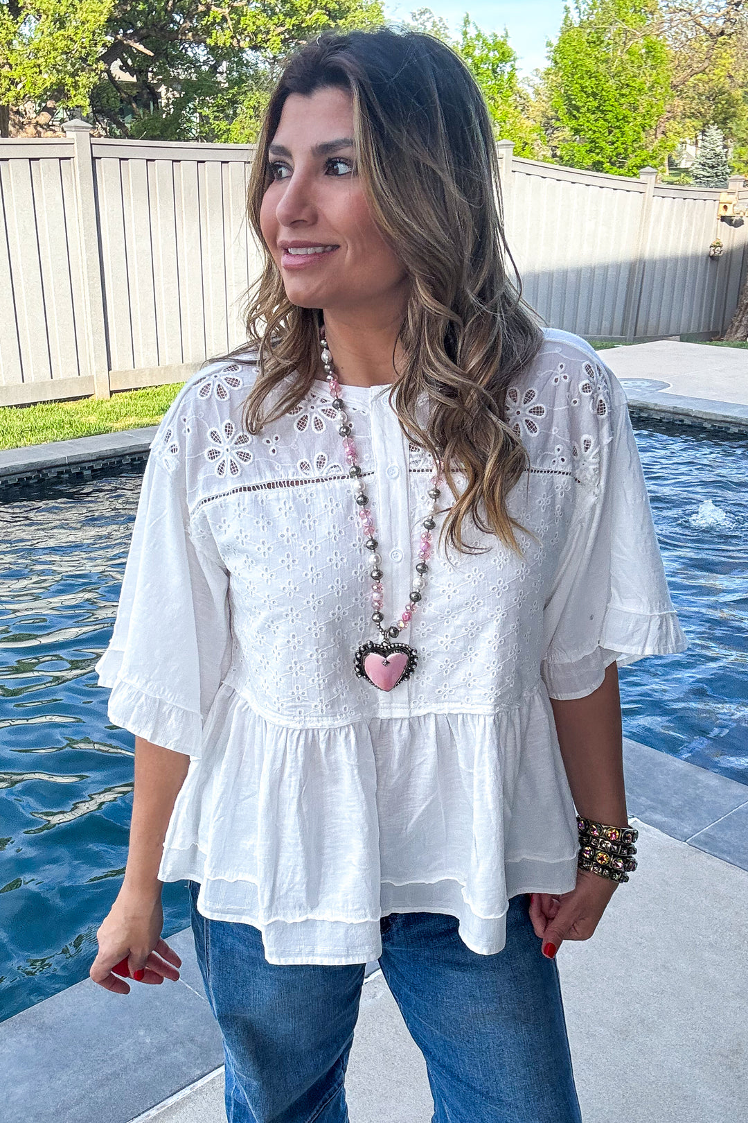 PRE ORDER: Garden Veil Eyelet Top - 100% Cotton -White