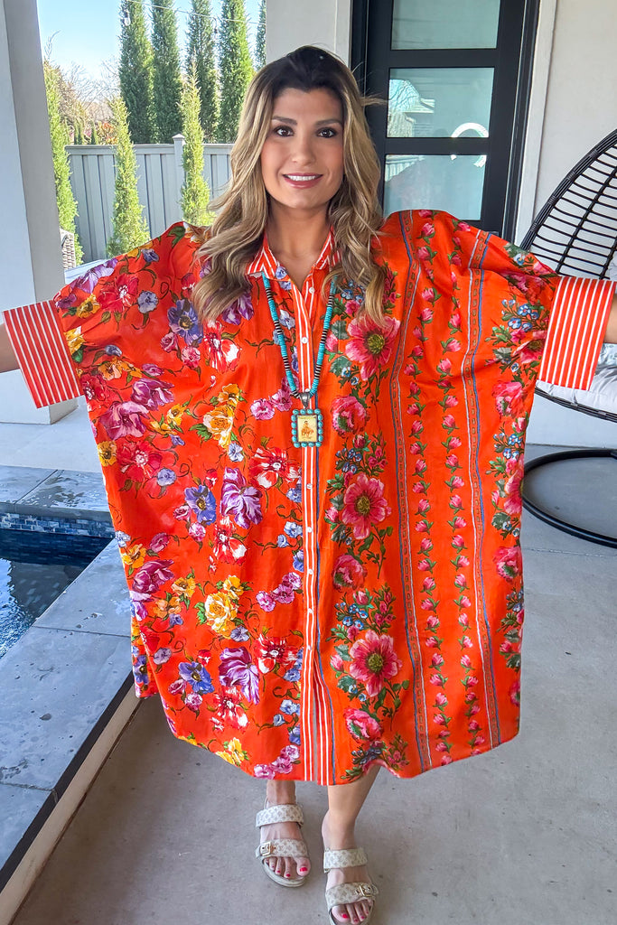 Wander Light Maxi Beach Cover Up/Dress - 100% Cotton - Orange