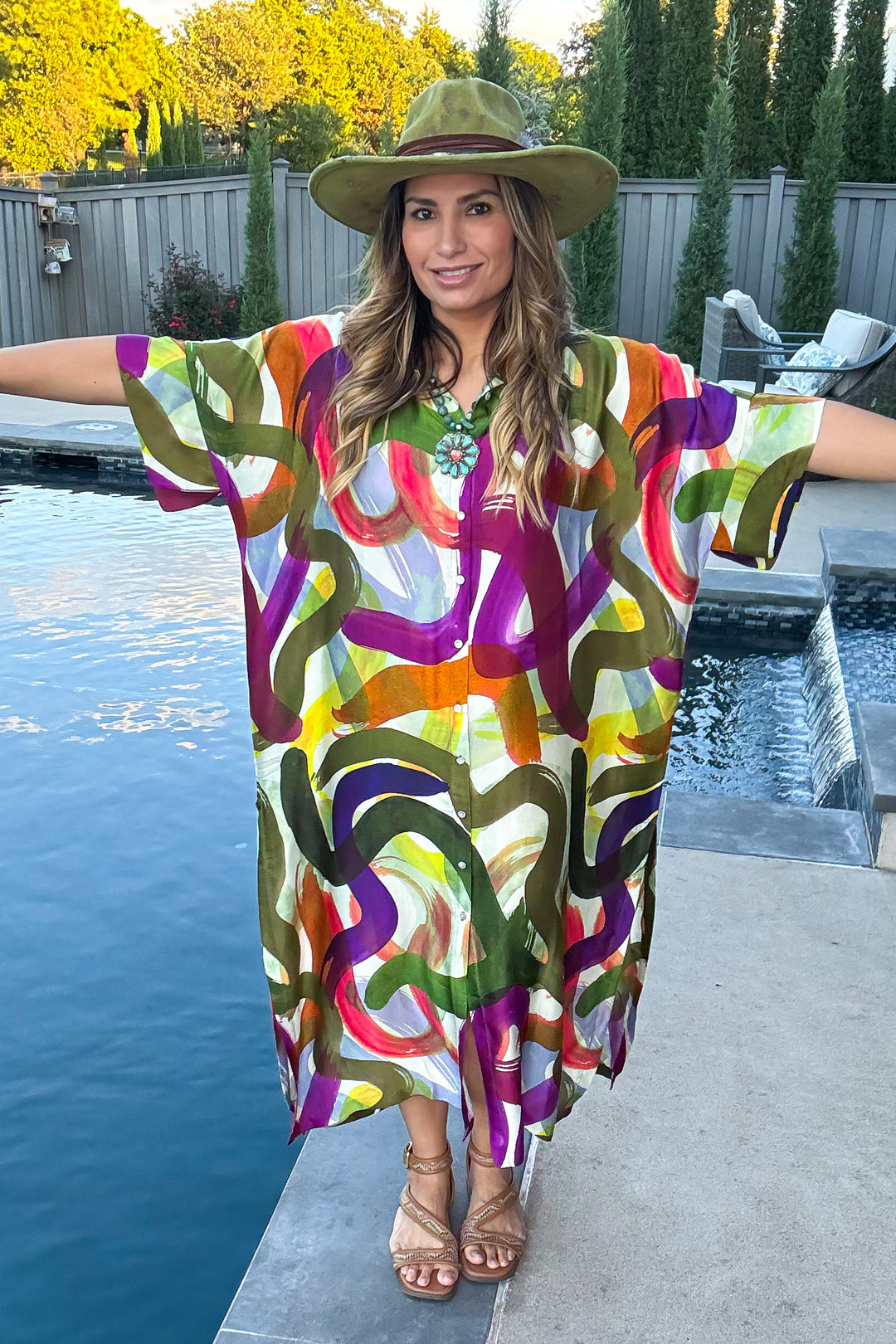 Satin Fall Colors Dress - Multi Mix