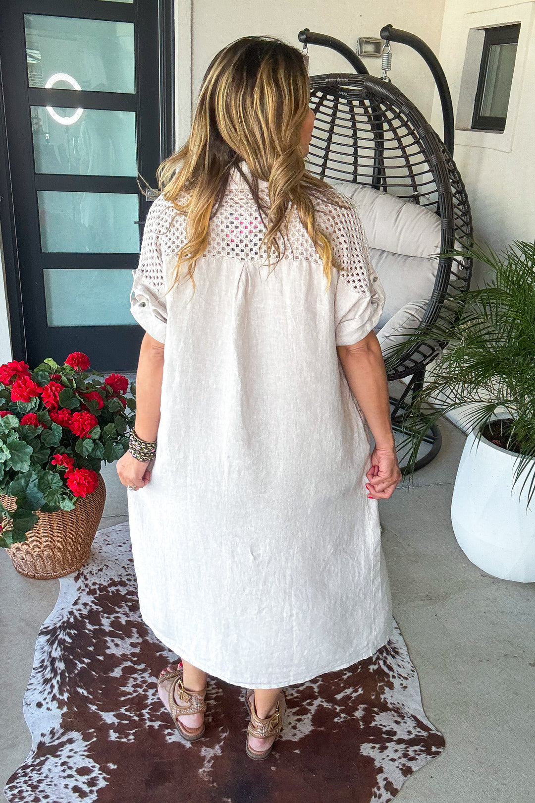 Sparked Affection Sequin Duster - 100% Linen - Taupe - Made in Italy