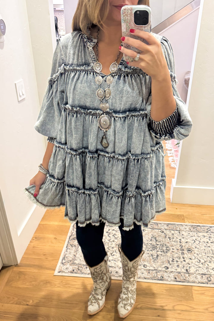 PRE ORDER: Stone Washed And Ready Tunic/Dress - Denim Dress