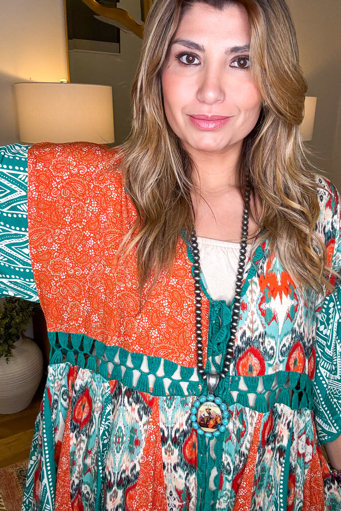 No Extra Effort Tie Front Kimono - Turquoise