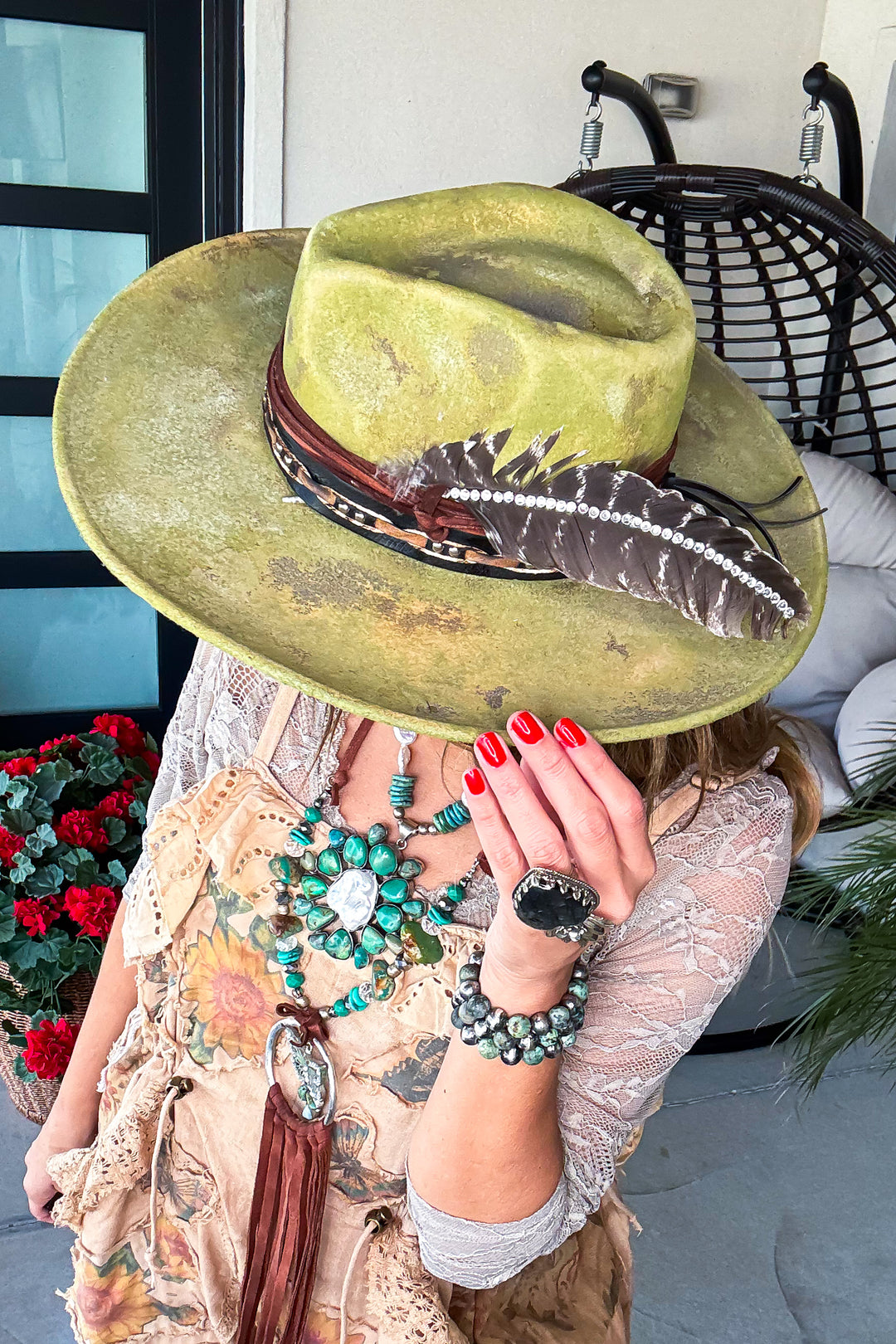 Handmade - Wild Sage Feather Hat
