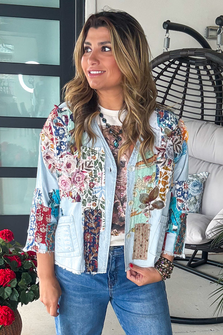 Sun Chaser Patch Jacket - 100% Cotton - Blue