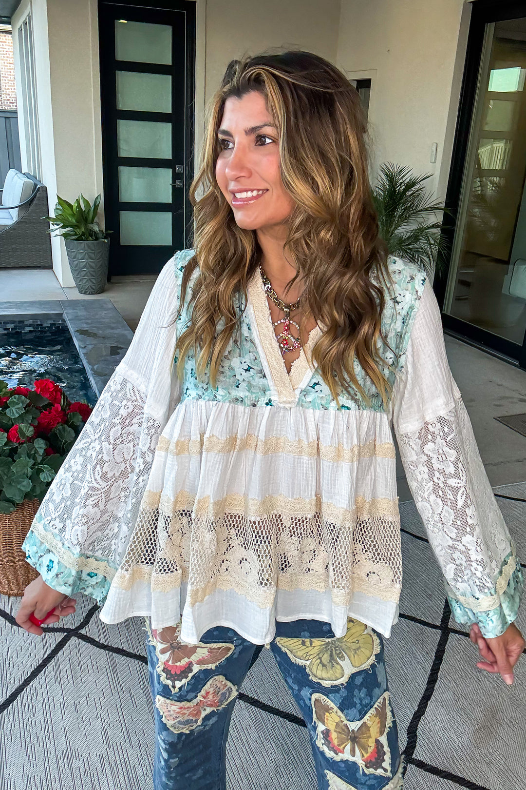 Rosewater Bloom Top - 100%Cotton - Off White