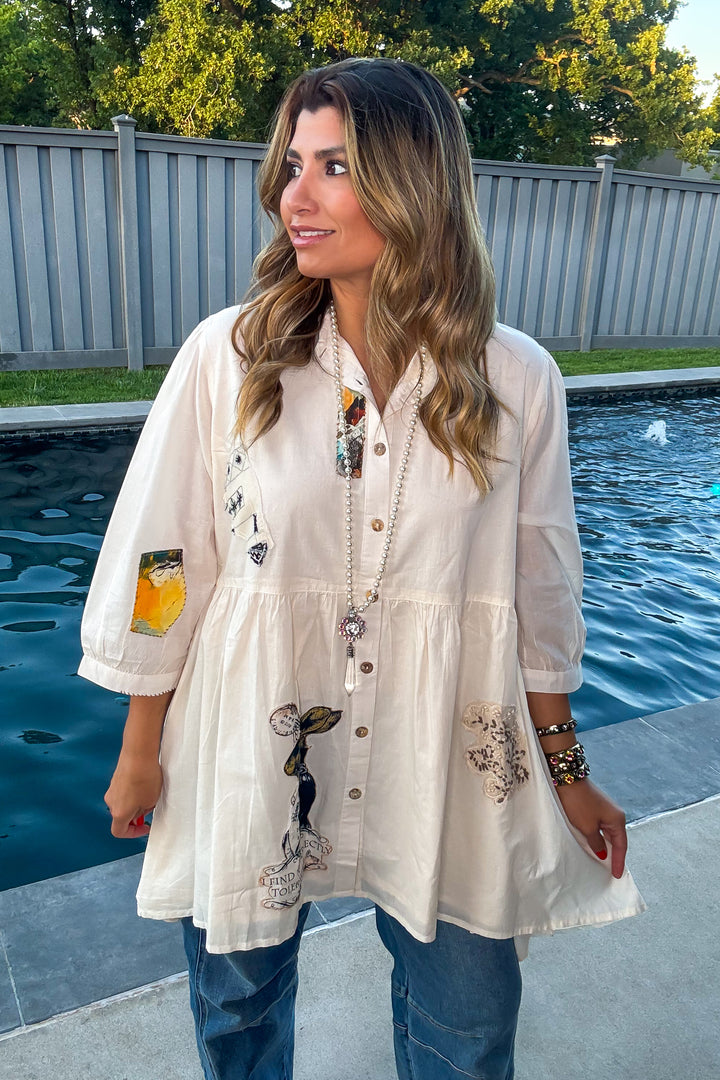 Timeless Threads Tunic - 100% Cotton - Cream