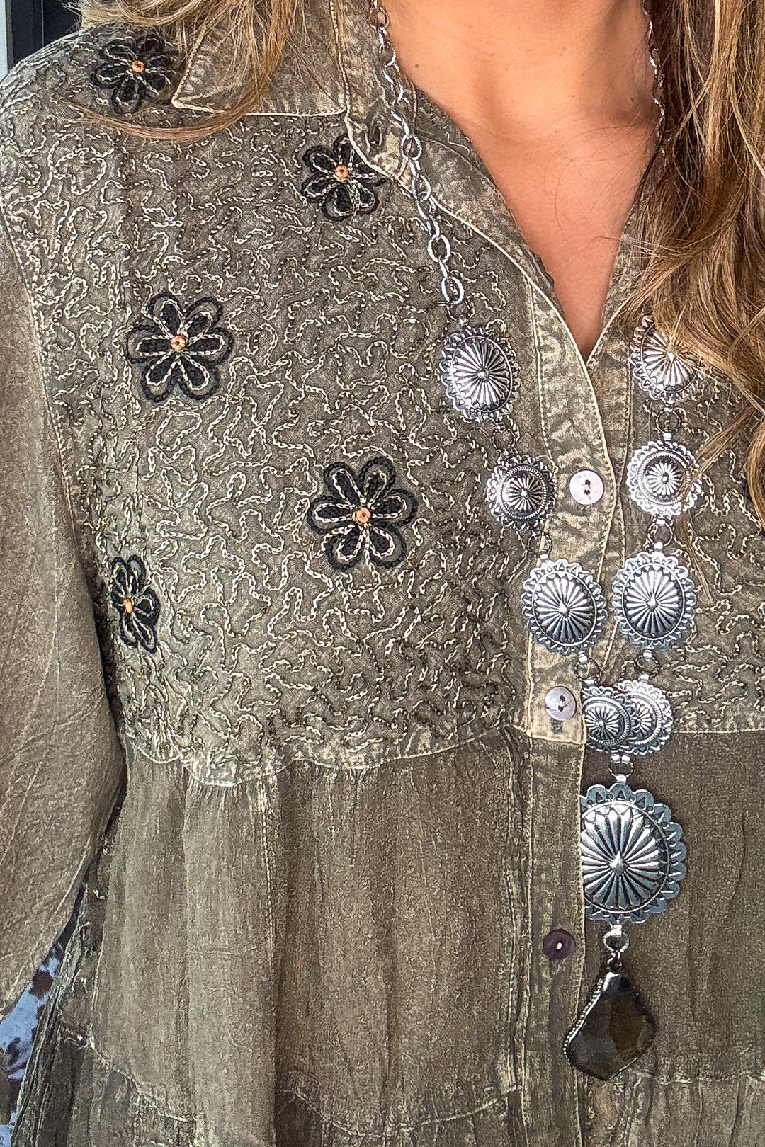 Gathering Sweetness Blouse - Gravel