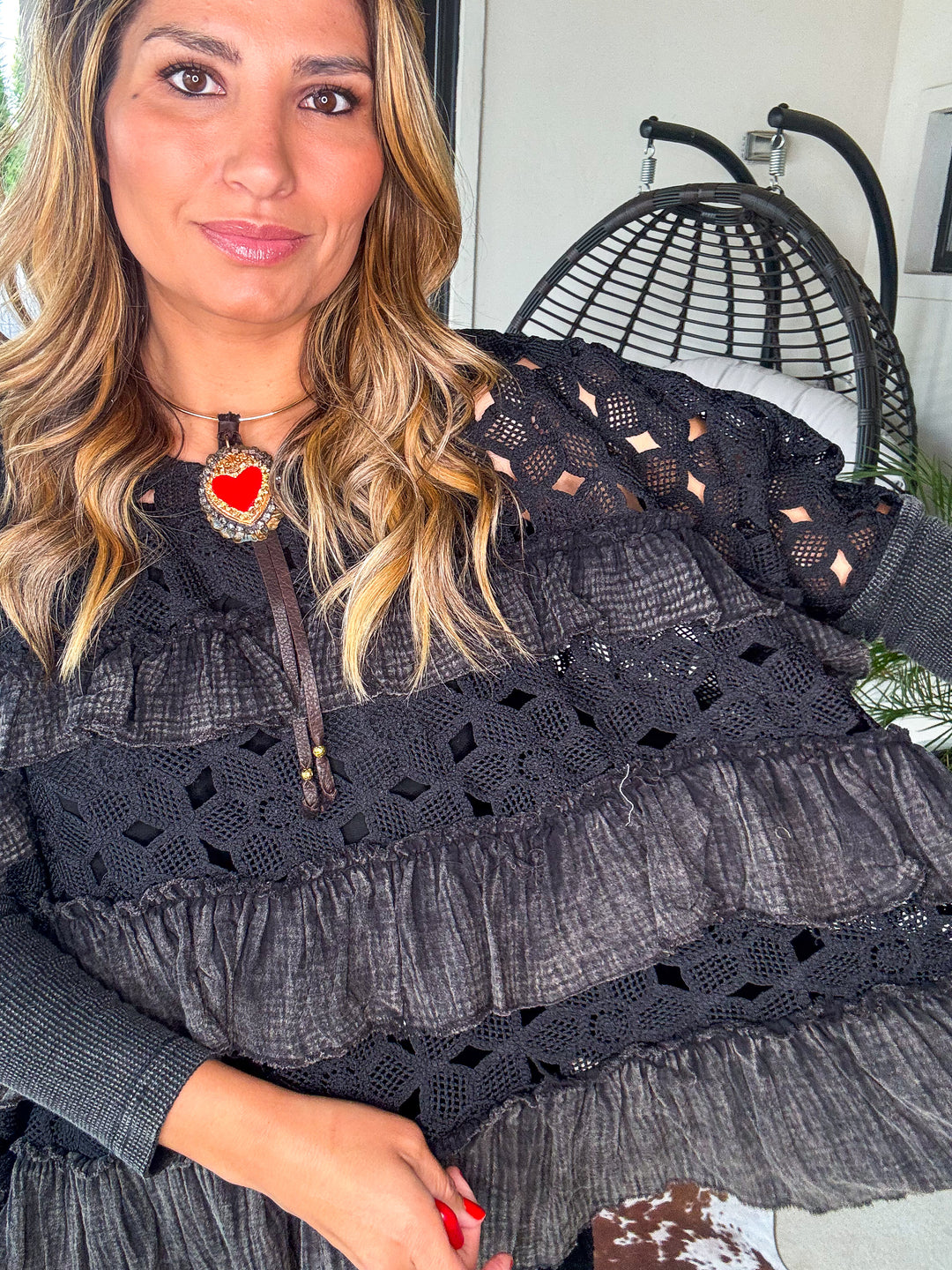 PRE ORDER: Gypsy Breeze Sheer Oversized Top - Black