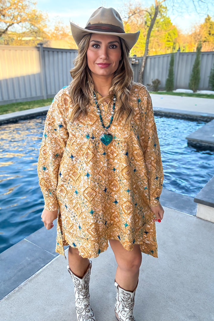 PRE ORDER: Golden Mesa Handmade Embroidered Tunic - 100% Cotton