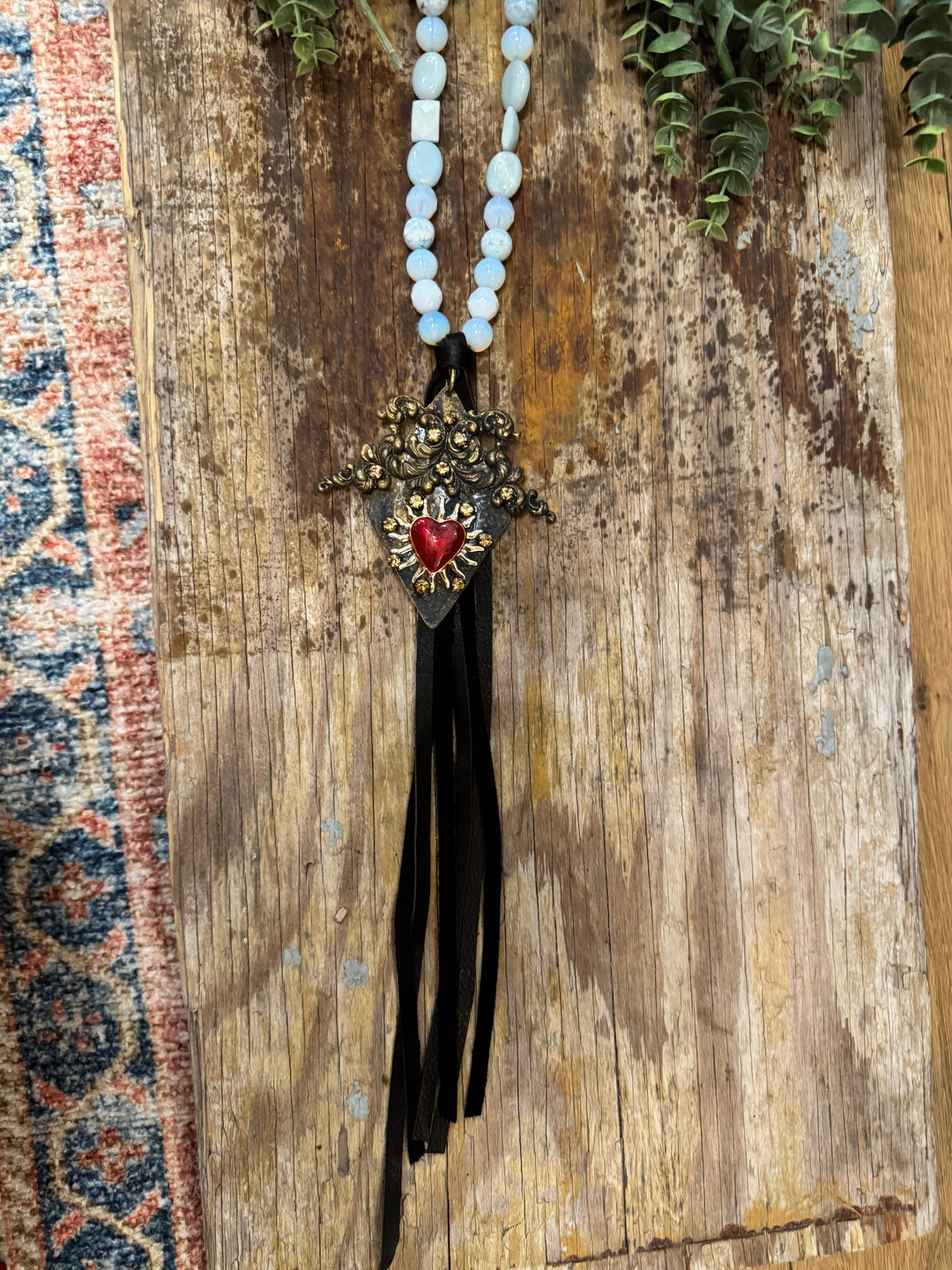 Long Beaded Jaded Gypsy Necklace - Handmade