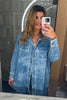 We the People Oversized Denim Shirt - Rhinestones - 100% Cotton